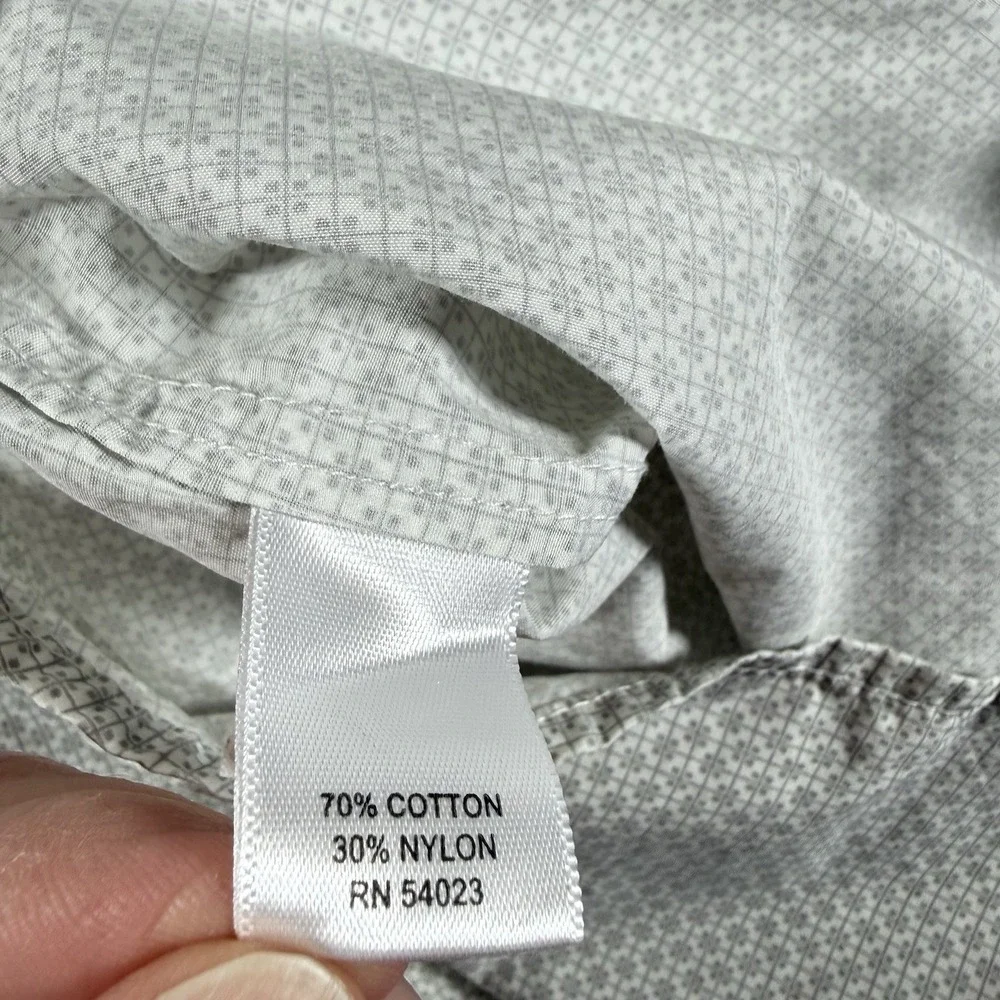 Banana Republic Shirt Men's 15-15.5‎ Gray Geometric Button Up Slim Long Sleeve